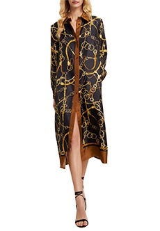 Платье-рубашка из вискозы и шелка с принтом LUISA SPAGNOLI