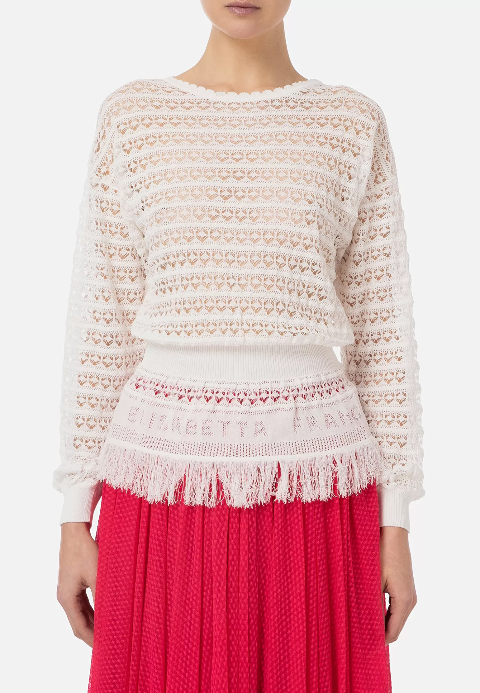 Пуловер ELISABETTA FRANCHI Белый, размер 44