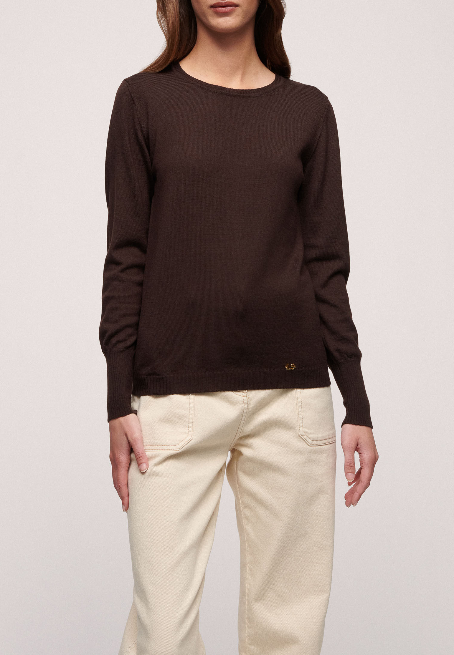 Пуловер LUISA SPAGNOLI Коричневый, размер XL 166123 - фото 1