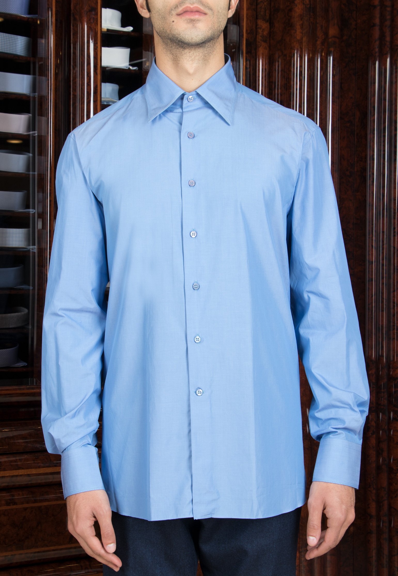 Хлопковая рубашка STEFANO RICCI Синий, размер 44 107608 - фото 1