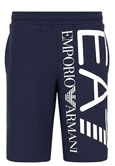 Синие спортивные шорты с логотипом EA7