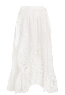 Белая юбка с кружевными вставками ZIMMERMANN