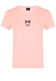 Розовая футболка с вышивкой LOVE BIRDS PINKO