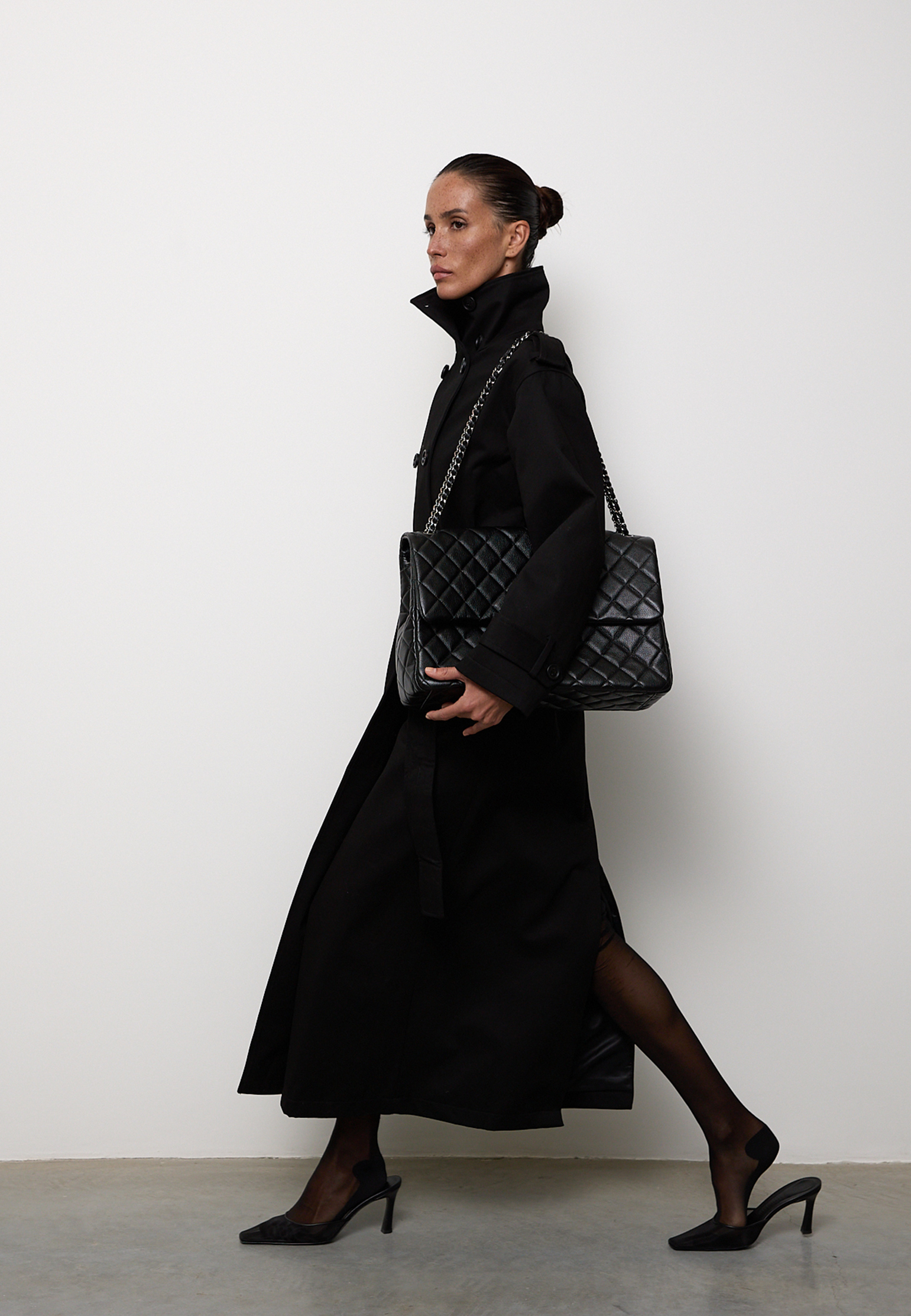 

Пальто- тренч длинное THE REAL BASE, Черный, Черный