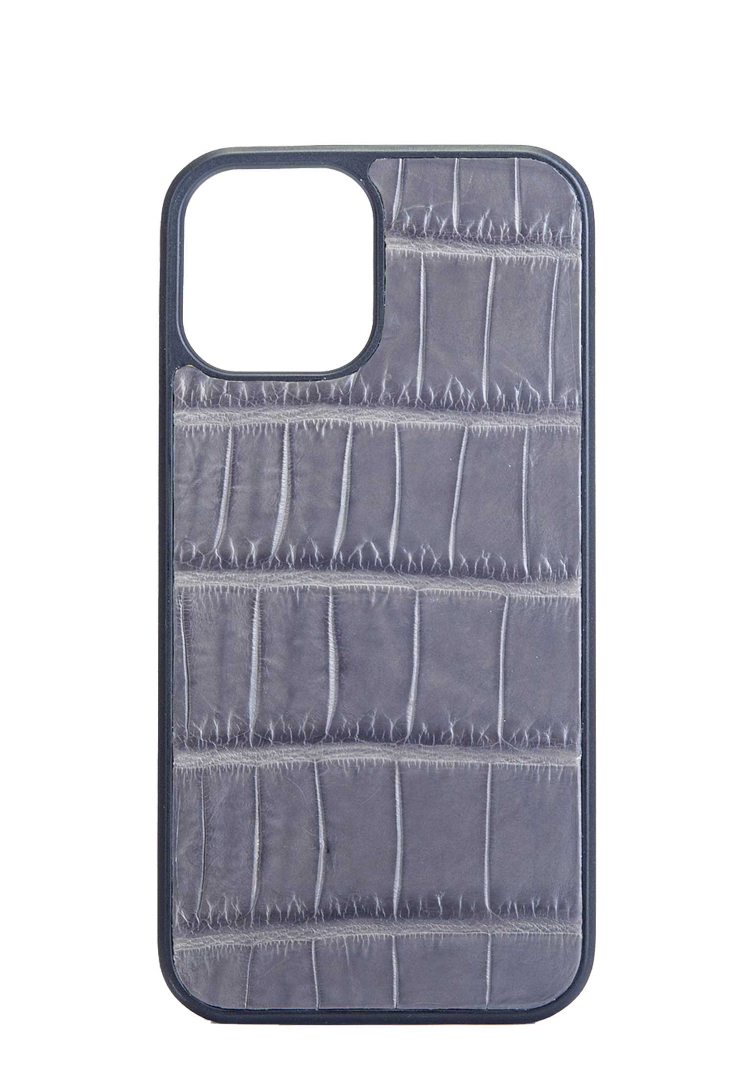 Чехол для iPhone 12 Pro из кожи крокодила BARDINI Серый