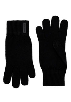 Черные перчатки с кожаным патчем EMPORIO ARMANI