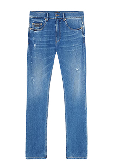 Хлопковые джинсы с эффектом легких потертостей VERSACE JEANS COUTURE