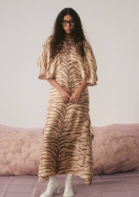 Платье с тигриным принтом Stella McCartney