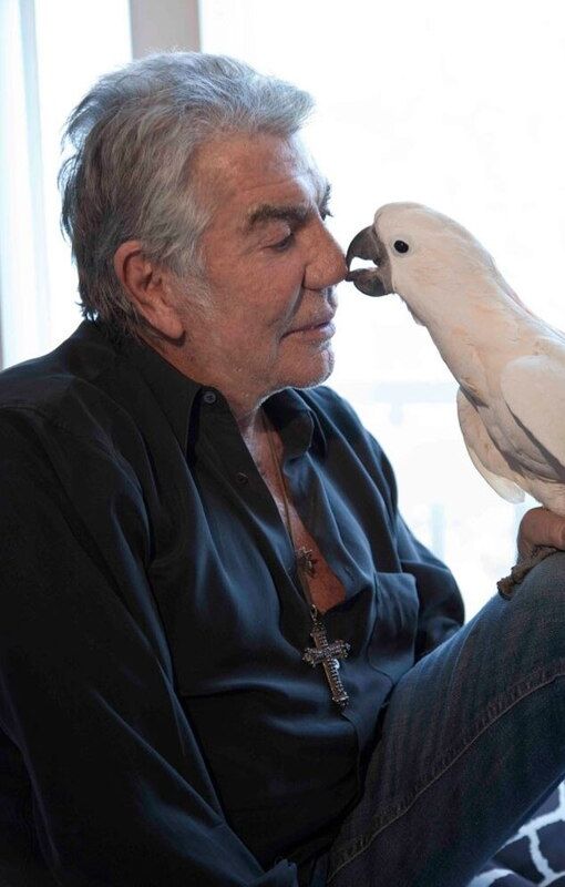 Роберто Кавалли с попугаем Оро