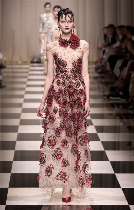 Платье с цветочным принтом Giorgio Armani Privé