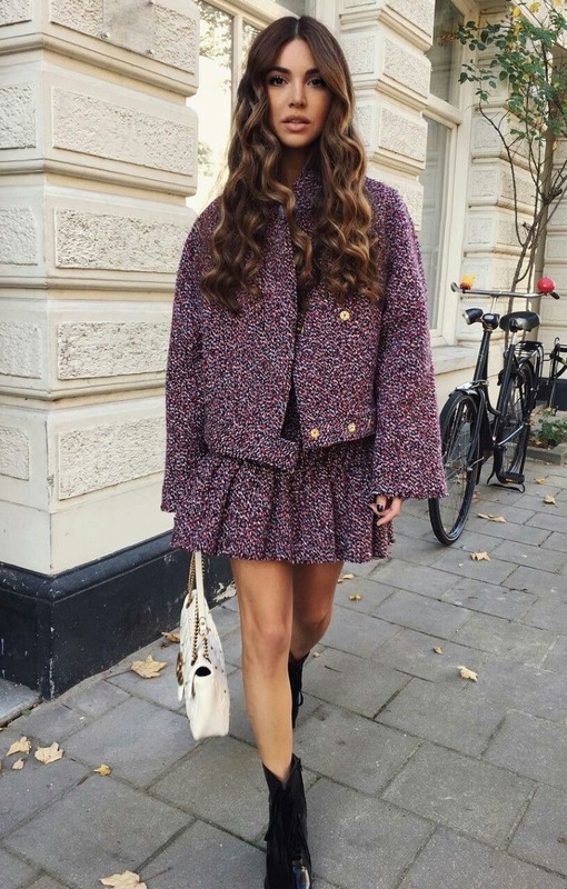 Negin Mirsalehi в твидовом костюме