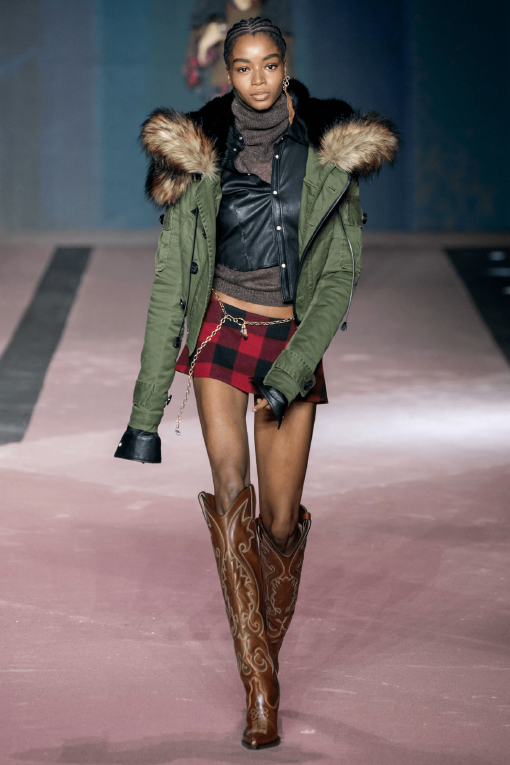 Образ с женской меховой паркой Dsquared2