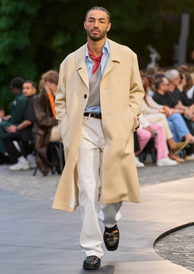 Образ с мужским пальто длины миди