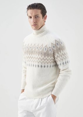 Белый свитер с принтом BRUNELLO CUCINELLI 