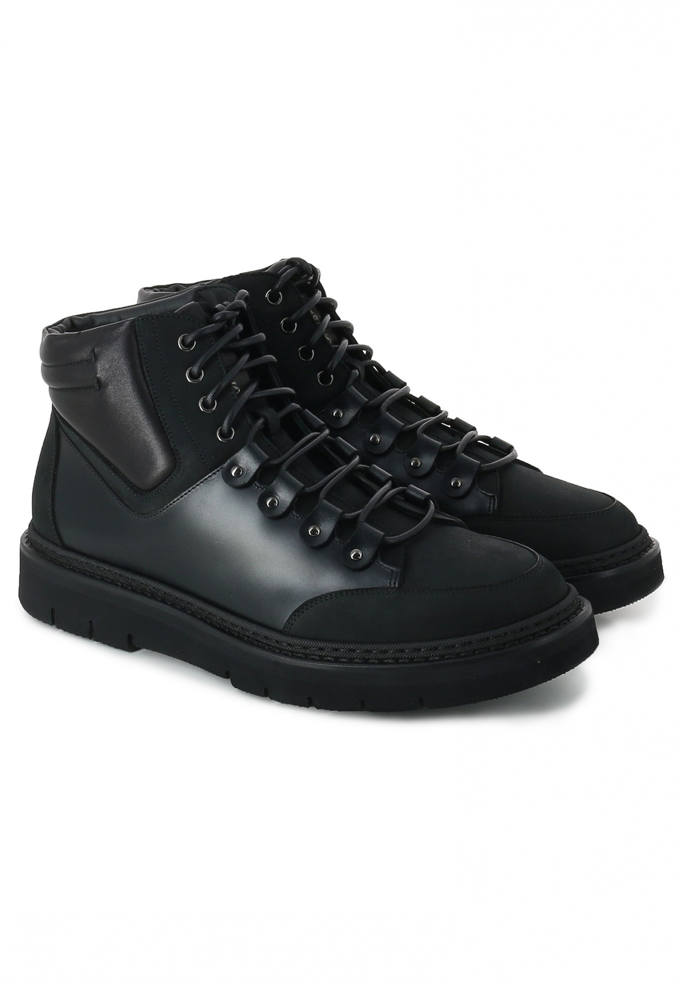 Черные кожаные ботинки с мехом W.GIBBS
