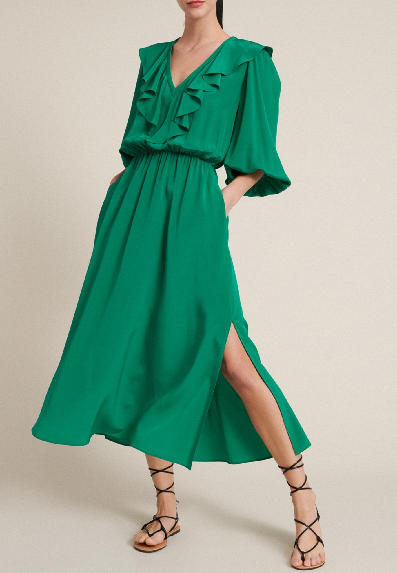 Зеленое шелковое платье LUISA SPAGNOLI