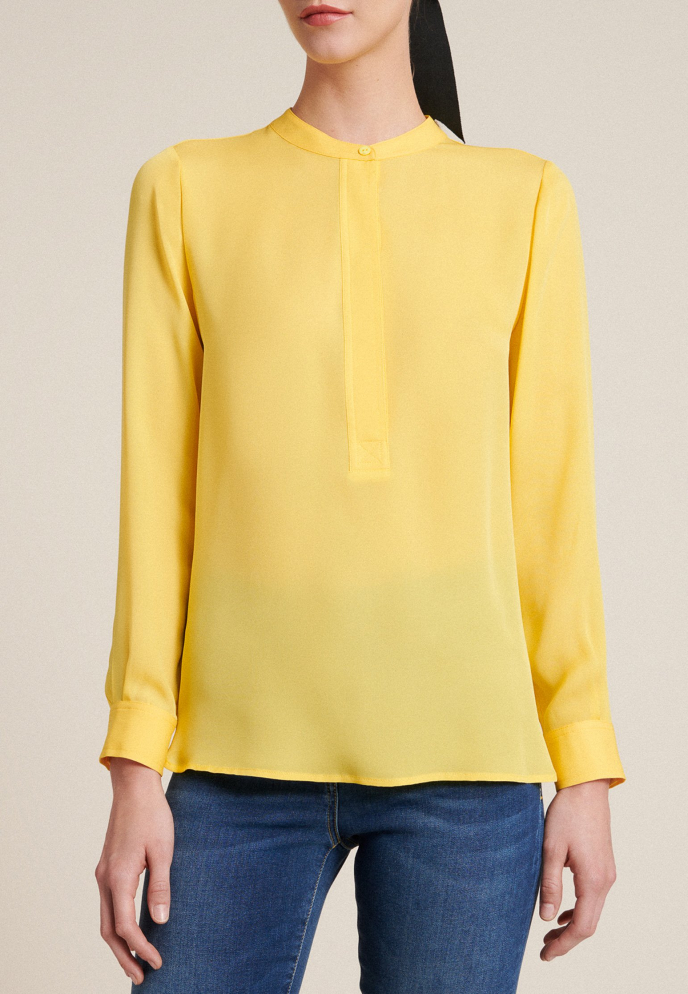  Желтая шелковая блуза LUISA SPAGNOLI