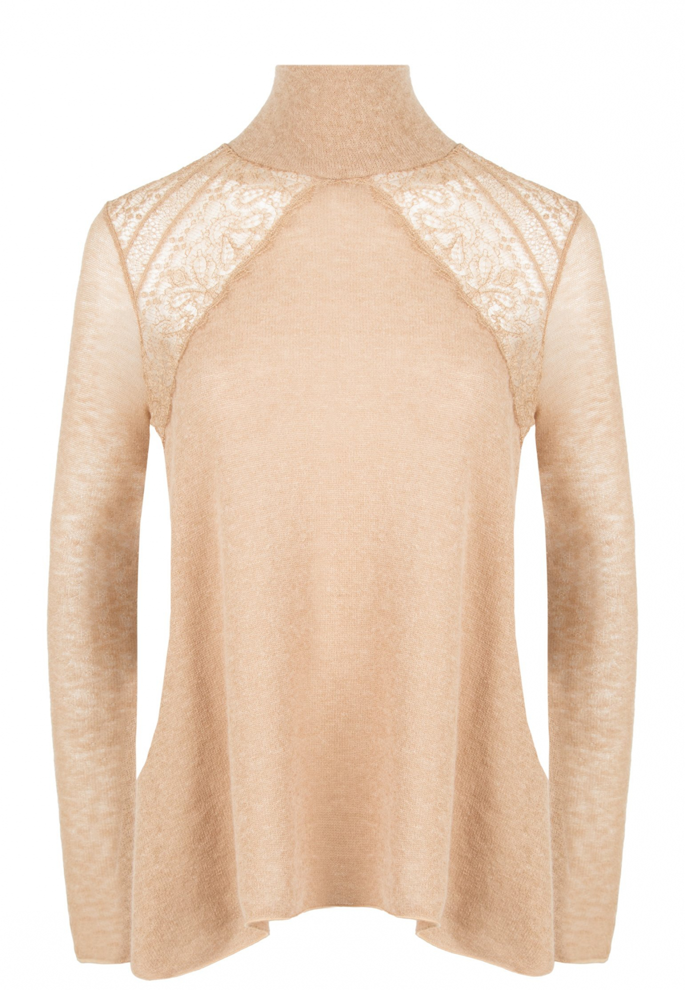 Коричневая водолазка с отделкой из кружева ERMANNO SCERVINO