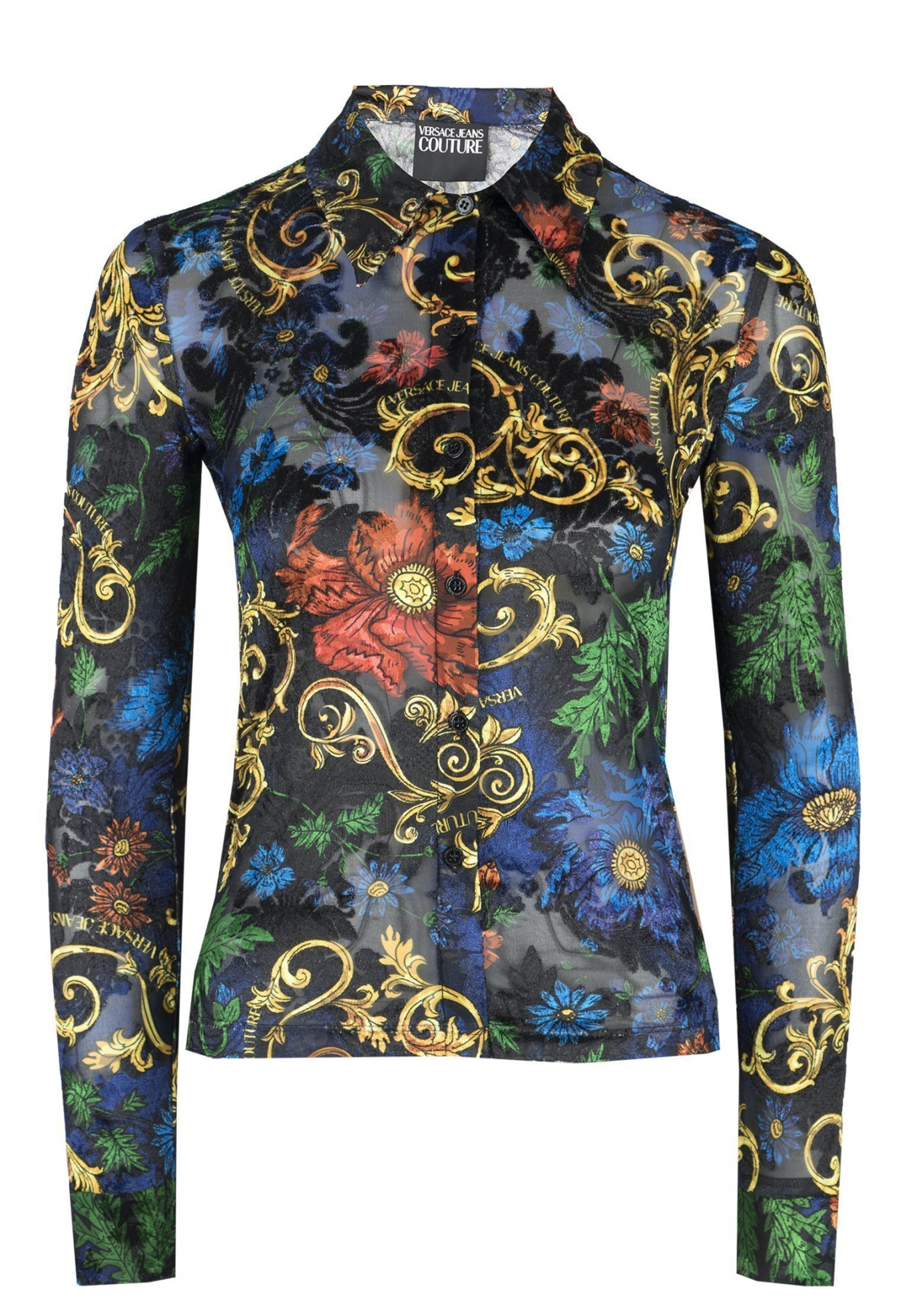 Черная блуза с принтом VERSACE JEANS COUTURE