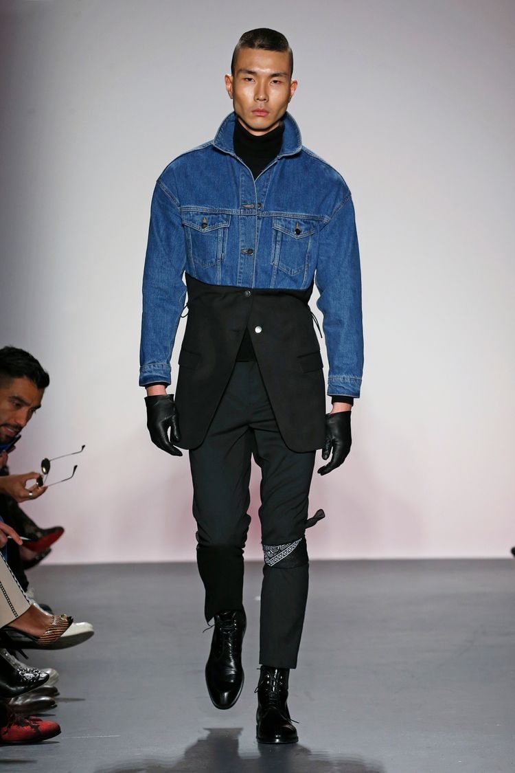 Комбинированная куртка мужская из денима с плотным хлопком