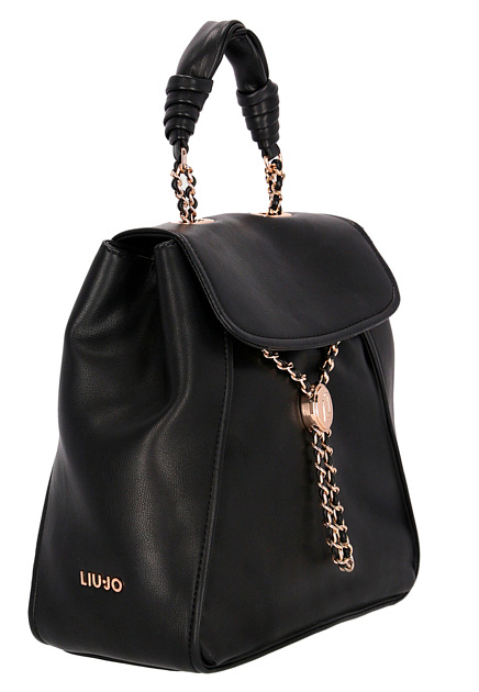 Черный рюкзак с декоративной цепочкой с логотипом LIU JO
