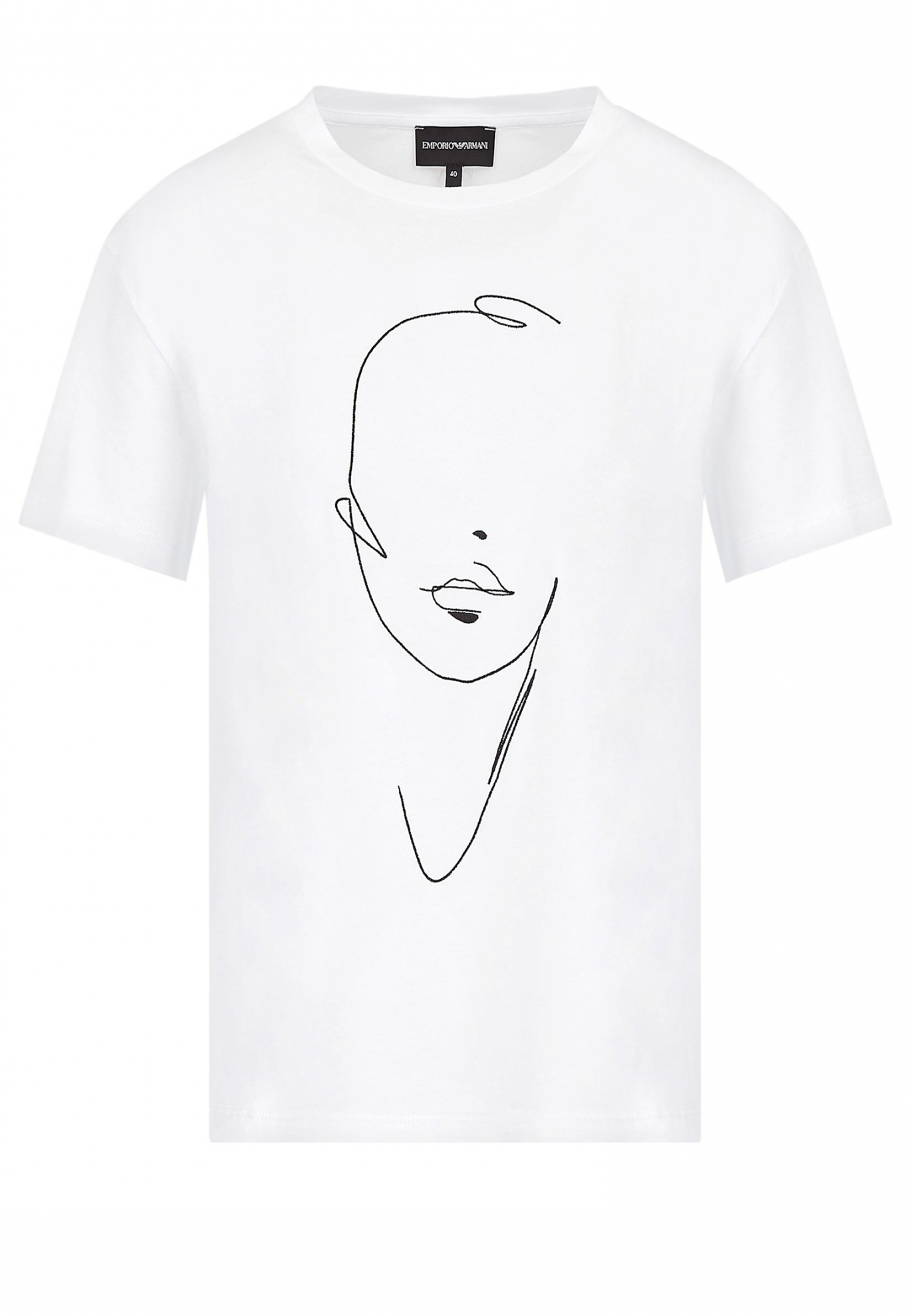 Белая футболка из джерси пима с принтом-наброском в виде лица EMPORIO ARMANI
