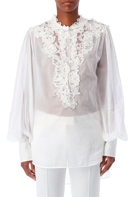 Белая блуза с кружевной отделкой ERMANNO SCERVINO