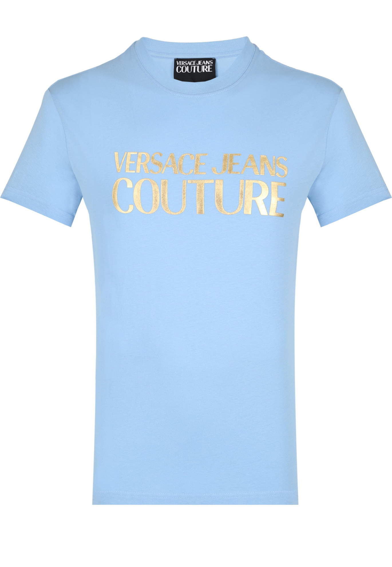 Голубая футболка с принтом VERSACE JEANS COUTURE