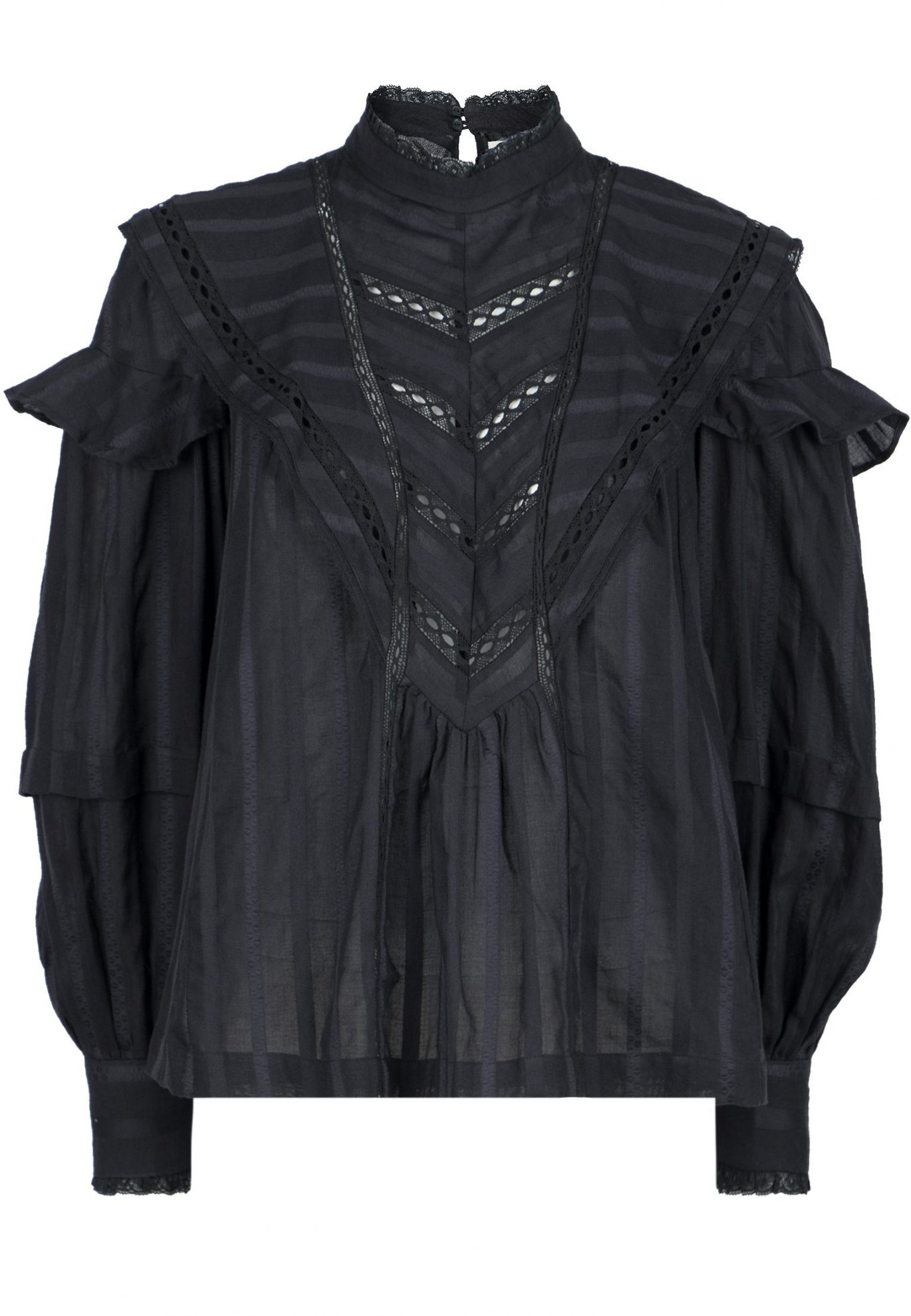Черная блуза с кружевом ISABEL MARANT ÉTOILE