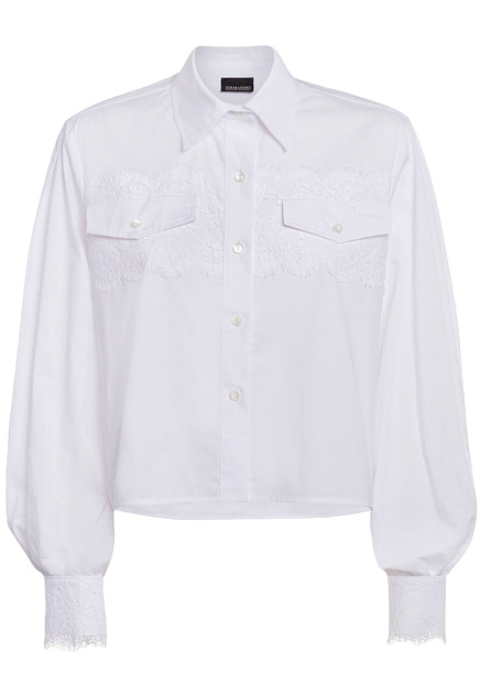Белая рубашка с вставками из кружева ERMANNO ERMANNO SCERVINO
