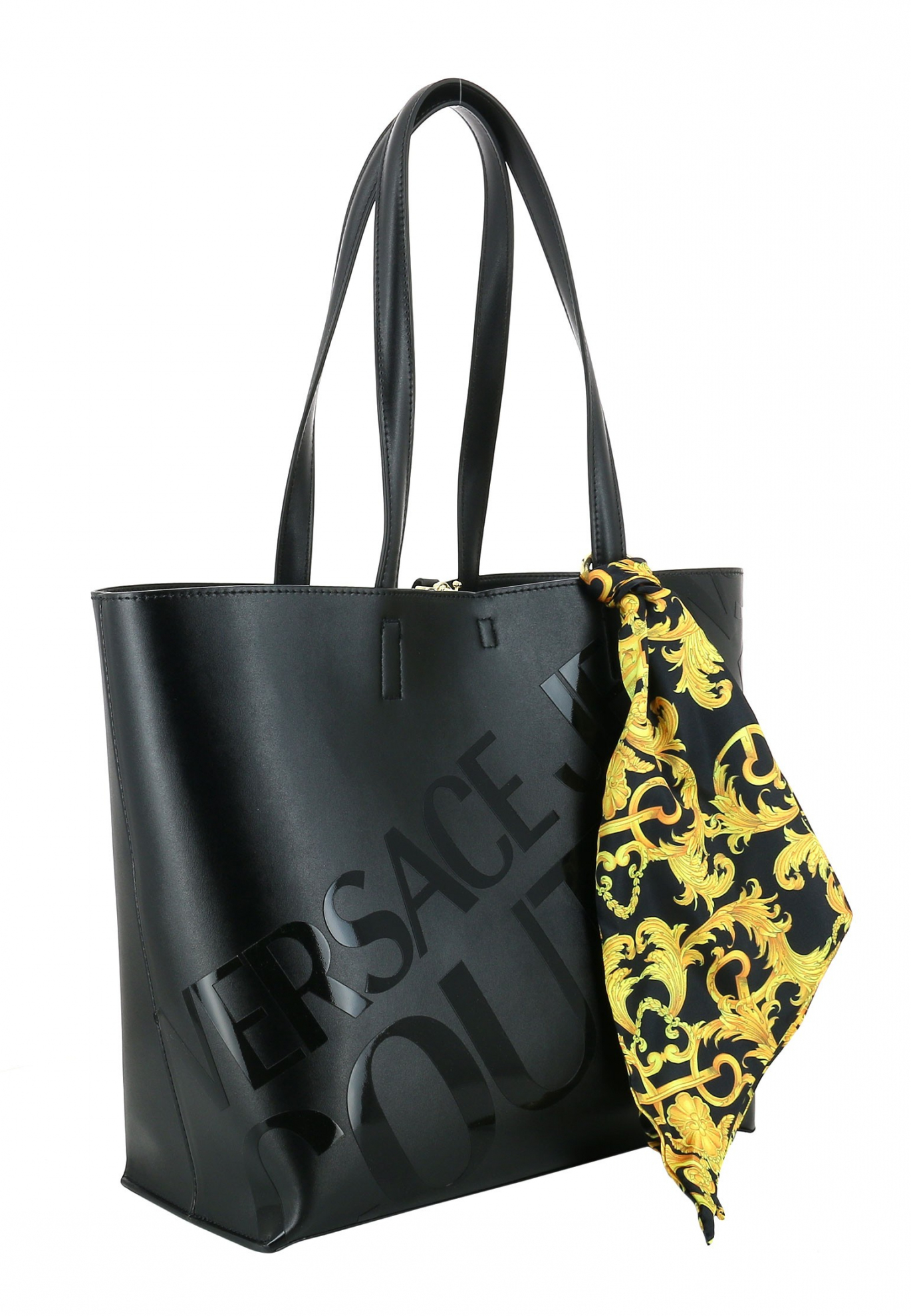 Черная сумка с тиснёным логотипом VERSACE JEANS COUTURE