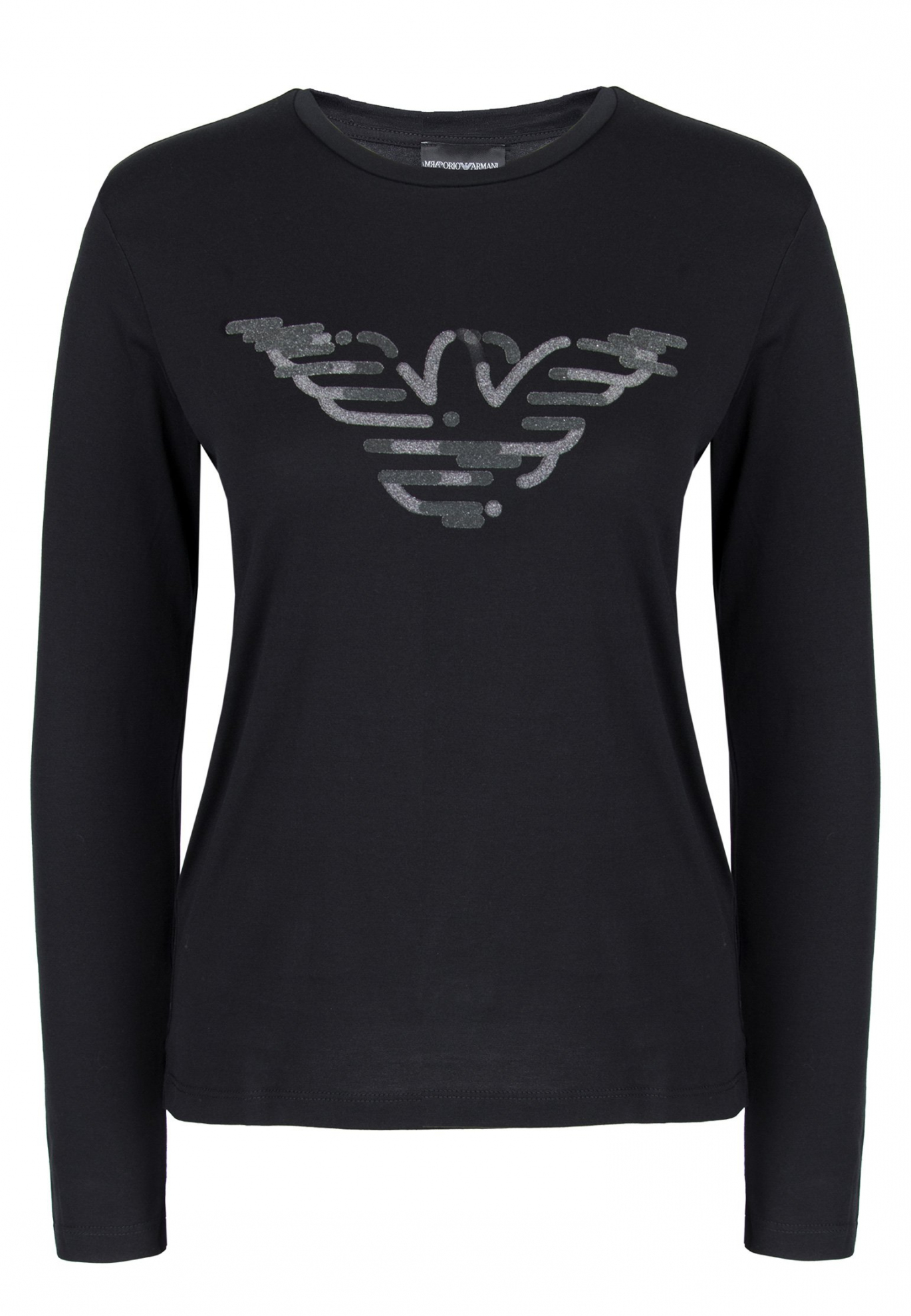 Черный лонгслив с логотипом EMPORIO ARMANI