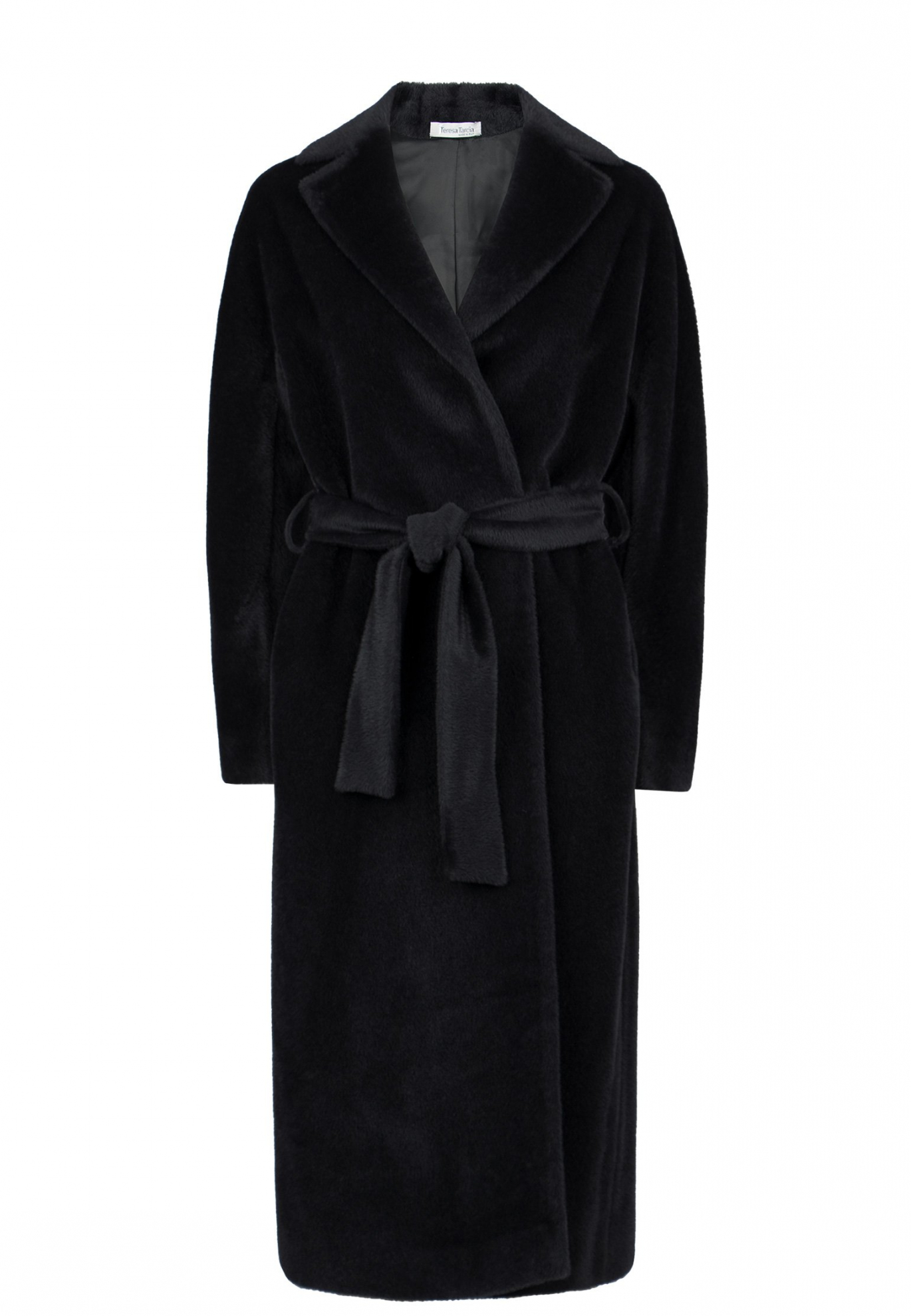 Черное пальто с поясом TERESA TARDIA
