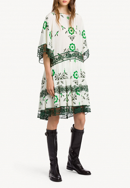 Зеленое платье с кружевными вставками ERMANNO SCERVINO