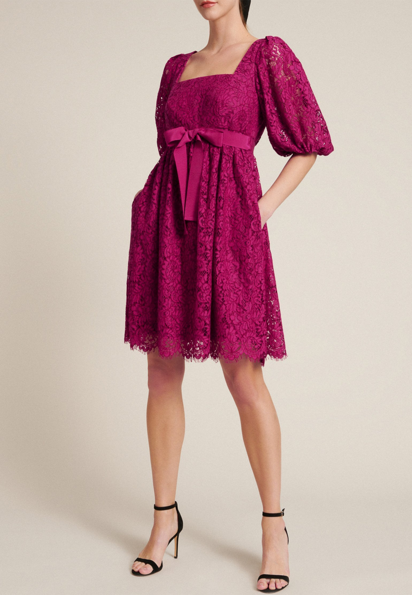 Кружевное платье цвета фуксии LUISA SPAGNOLI