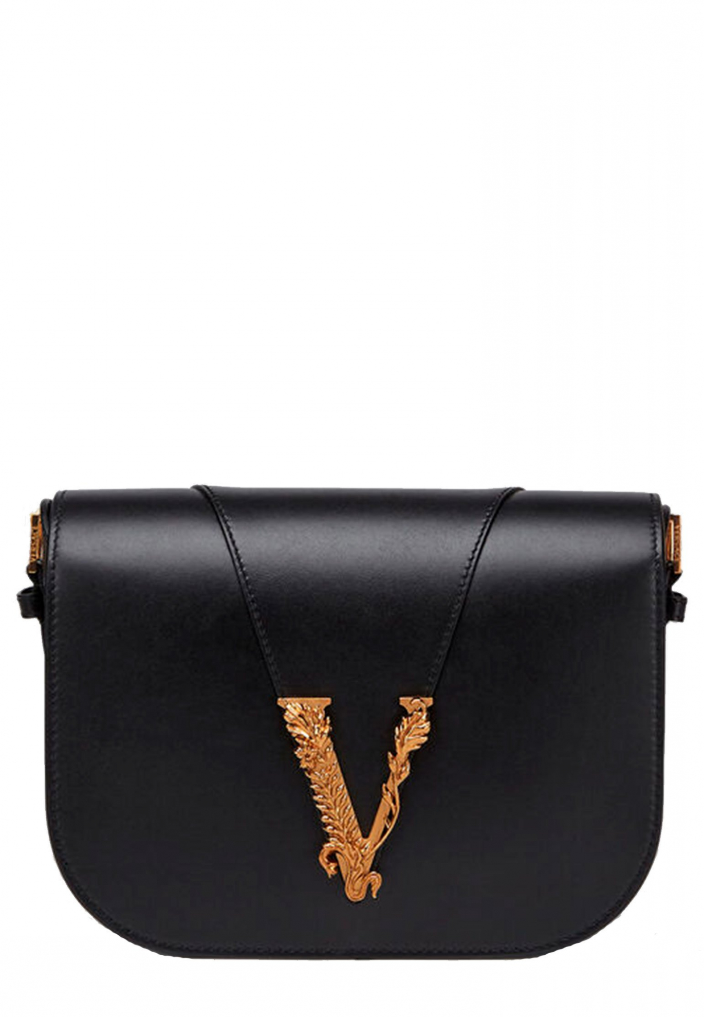 Черная сумка Virtus с широким ремешком VERSACE