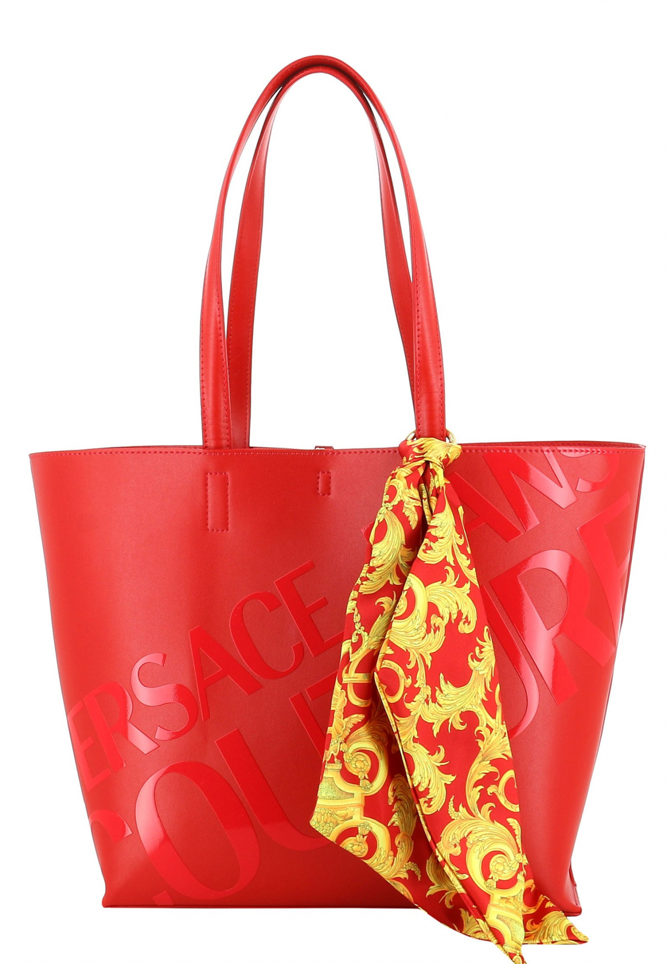 Красная сумка с тиснёным логотипом VERSACE JEANS COUTURE