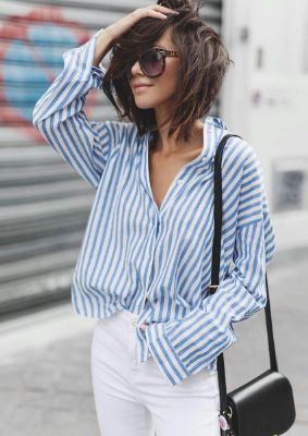 Полосатая блузка – стилизации на все случаи