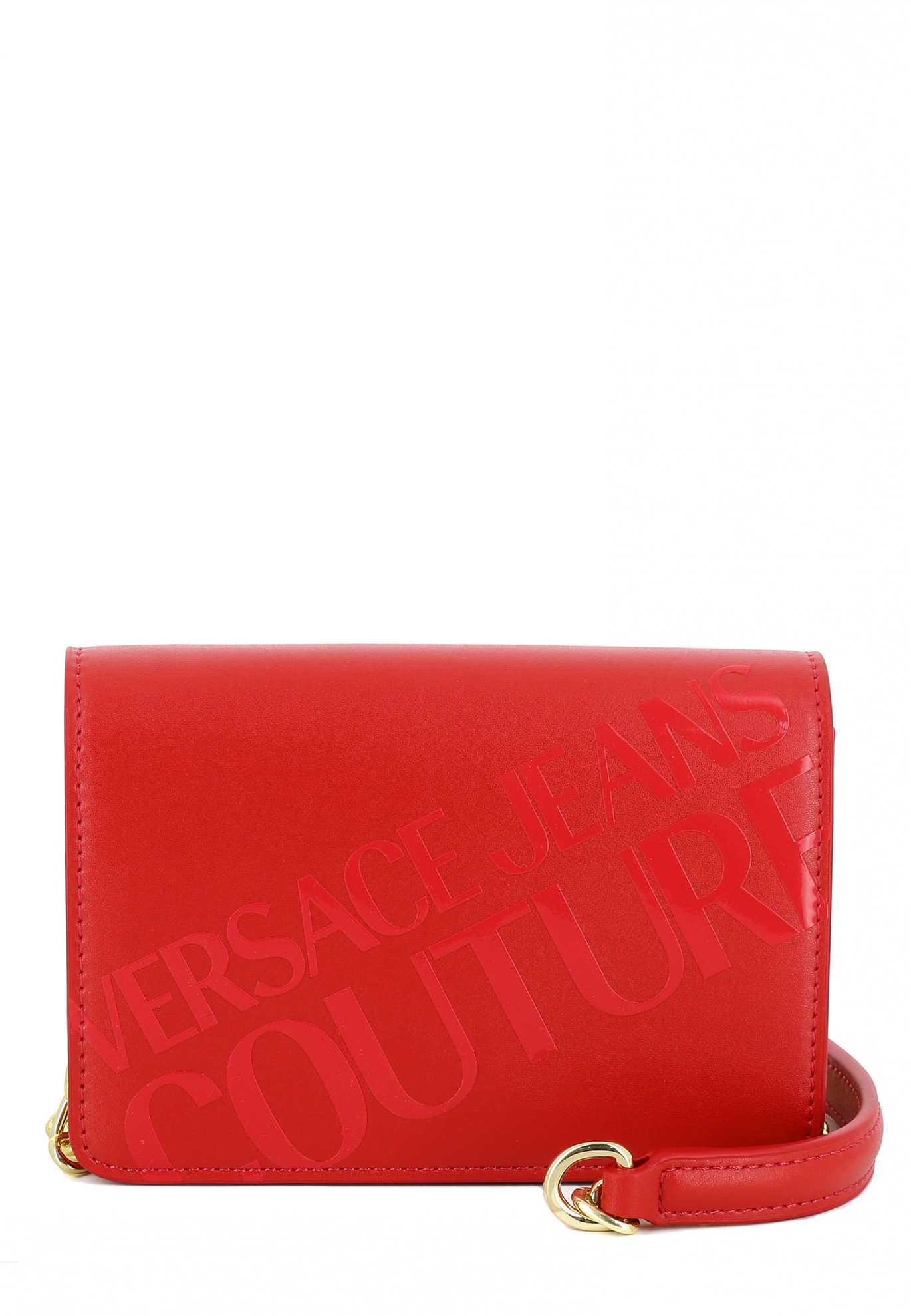Красная сумка с тиснёным логотипом VERSACE JEANS COUTURE