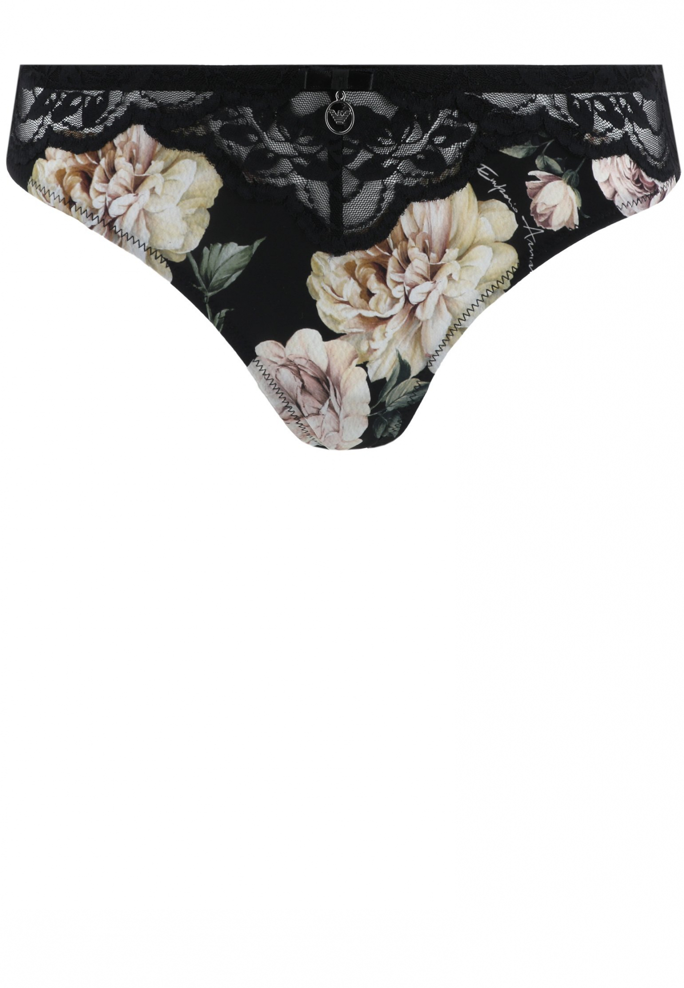 Кружевные трусы с цветочным принтом EMPORIO ARMANI Underwear