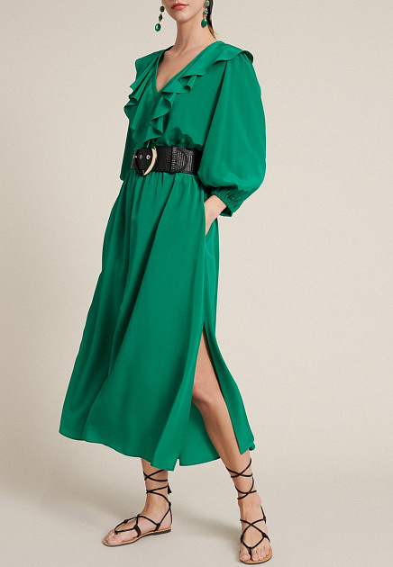 Зеленое шелковое платье LUISA SPAGNOLI