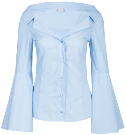Голубая рубашка с расклешенными рукавами PINKO
