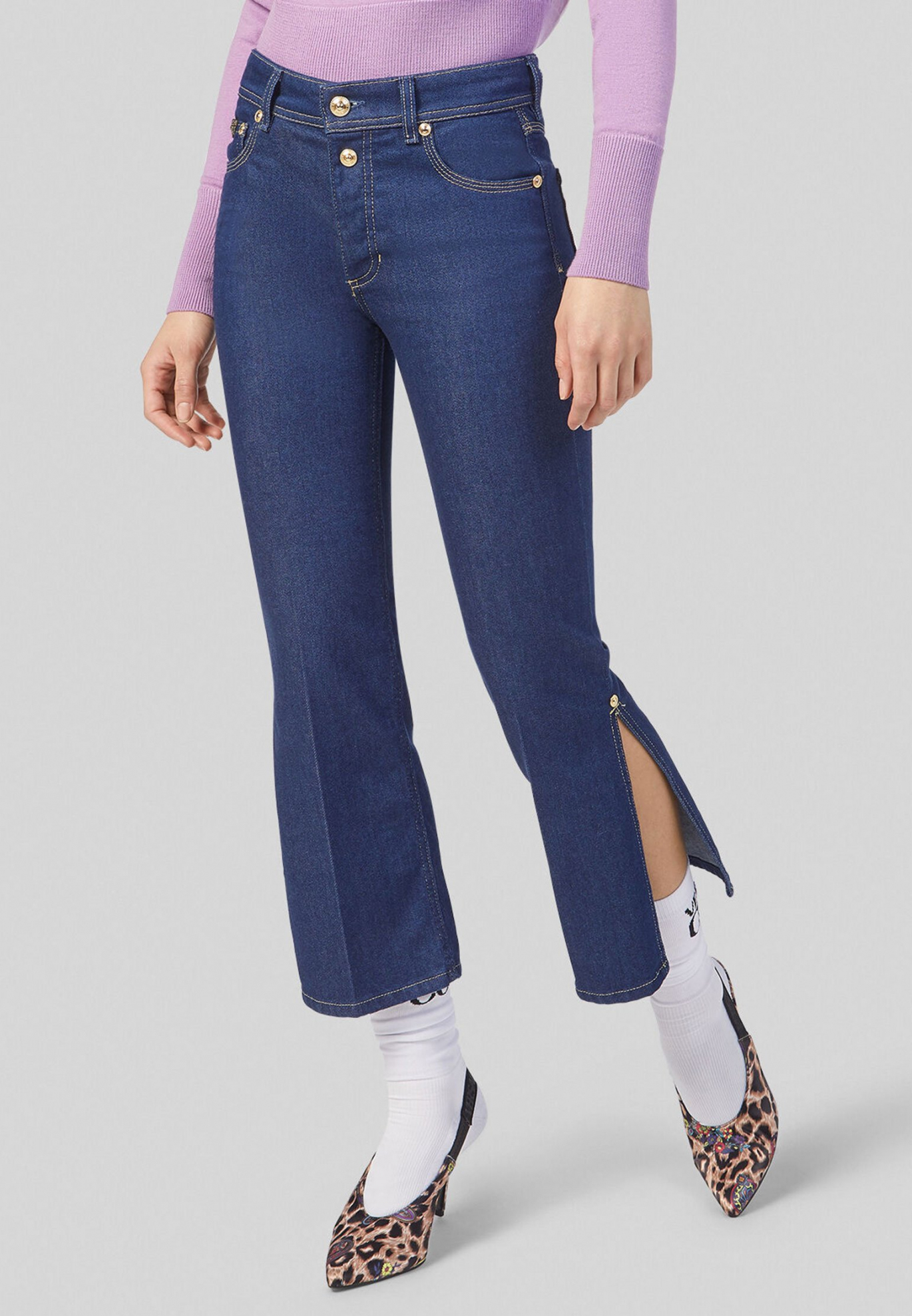 Укороченные синие джинсы VERSACE JEANS