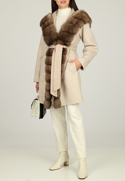 Пальто из кашемира и шерсти с меховой отделкой ELPIDIO LOFFREDO - ИТАЛИЯ