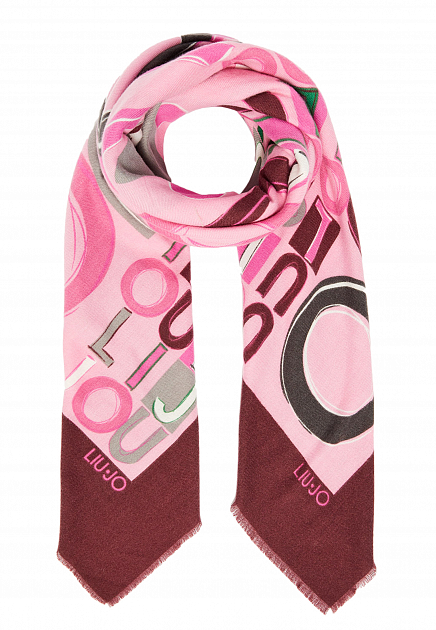 Розовый платок с принтом в виде монограммы LIU JO