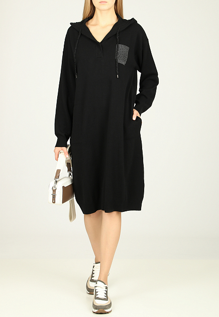Черное платье с капюшоном PESERICO - ИТАЛИЯ