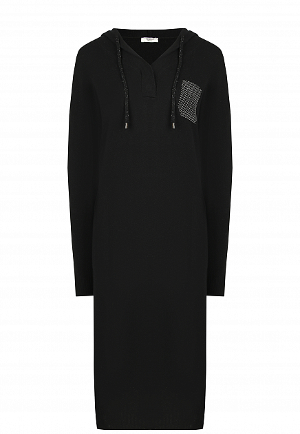 Черное платье с капюшоном PESERICO