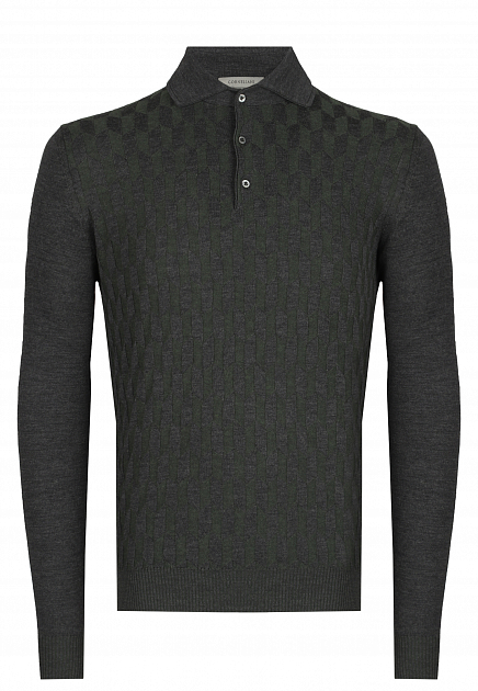 Шерстяная рубашка-поло с геометрическим узором CORNELIANI