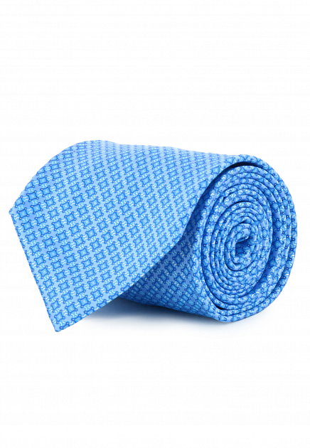 Голубой галстук с геометрическим принтом  STEFANO RICCI