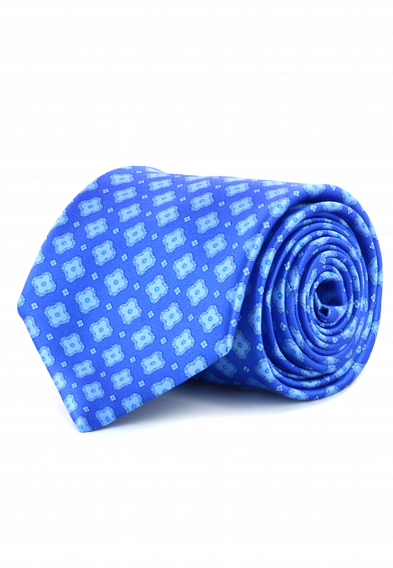Синий галстук с геометрическим рисунком  STEFANO RICCI